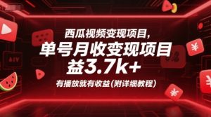 西瓜视频变现项目,单号月收益3.7k+,有播放就有收益(附详细教程)-第一资源库