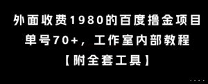 外面收费1980的百度撸金项目，单号70+，工作室内部教程【揭秘】-第一资源库