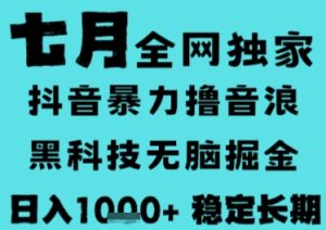 7月最新风口抖音无人直播撸音浪，长期稳定，非短期，全自动运行，低门槛无脑，日入1k+【揭秘】-第一资源库