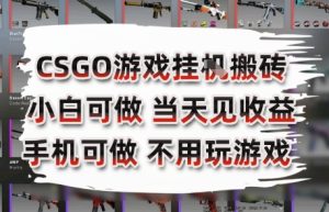 CSGO游戏挂G搬砖，小白纯手机即可操作，不用电脑打游戏，日入3张+，副业网创项目【揭秘】-第一资源库