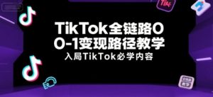 TikTok全链路0-1变现路径教学,入局TikTok必学内容-第一资源库