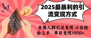 2025年最暴利的引流变现方式,负债人群引流变现,小白轻松上手,日入1k-第一资源库
