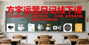 方宇运营日记线下课，包含剪辑制作技巧、拍摄引导过程、起号思维导图、选题等多个教学资料-第一资源库