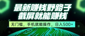 最新野路子截屏就能挣钱,无门槛,手机就能操作,日入5张【揭秘】-第一资源库