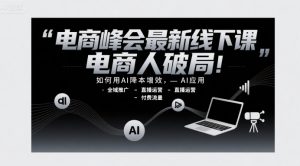 电商峰会最新线下课，电商人破局，如何用AI降本增效，AI应用-全域推广-直播运营-付费流量-第一资源库