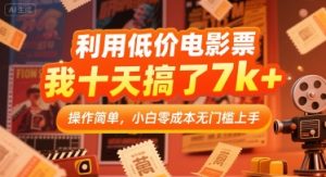 利用低价电影票，我十天搞了7k+，操作简单，小白零成本无门槛上手【揭秘】-第一资源库