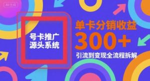 号卡推广源头系统，单卡分销收益3张+，引流到变现全流程拆解【揭秘】-第一资源库