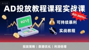 AD投放教程课程实战课,实现广告ROI300%+可持续暴利-第一资源库