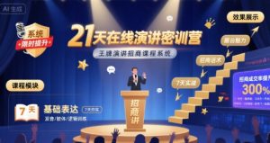 21天在线演讲密训营,王牌演讲招商课程系统-第一资源库