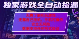 游戏全自动捡漏项目，最新独家玩法，每天操作几十分钟，无任何难度，当天见收益【揭秘】-第一资源库
