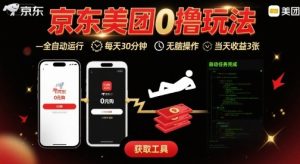 京东美团平台最新0撸玩法,全自动挂G,每天30分钟,无脑操作,当天收益3张【揭秘】-第一资源库