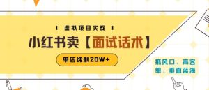 小红书虚拟项目掘金，卖面试话术资料，单店纯利20W+(附爆款笔记制作方法)-第一资源库