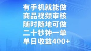 有手机就能做，商品视频审核，随时随地可做，二十秒钟一单，单日收益【揭秘】-第一资源库