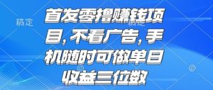首发零撸挣钱项目 不看广告 手机随时可做 单日收益三位数【揭秘】-第一资源库