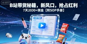 B站带货秘籍,新风口,抢占红利,7天2k+佣金【附SOP手册】-第一资源库