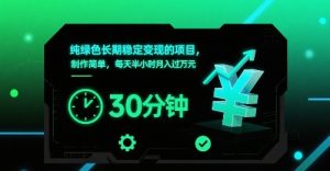 纯绿色长期稳定变现的项目,制作简单,每天半小时月入过1W-第一资源库
