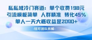 私域冷门赛道单个收费198米引流模板简单人群精准 45%的转化率单人一天大概收益多张-第一资源库