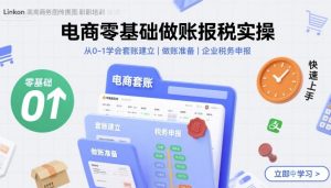 电商零基础做账报税实操快速上手，从0-1学会套账建立，做账准备，企业税务申报-第一资源库