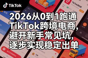 2026从0到1跑通TikTok跨境电商,避开新手常见坑,逐步实现稳定出单-第一资源库