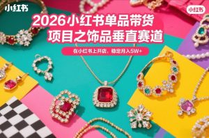 2026小红书单品带货项目之饰品垂直赛道，潮在小红书上开店，稳定月入5W+（更新0401）-第一资源库