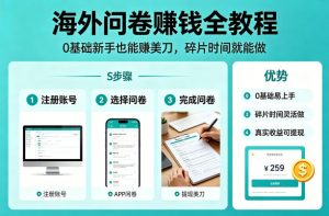 海外问卷賺钱全教程，0基础新手也能賺美刀，碎片时间就能做-第一资源库