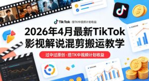 26年4月最新TikTok影视解说混剪搬运教学，过中过原创，撸TK中视频计划收益-第一资源库