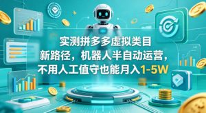 实测拼多多虚拟类目新路径，机器人半自动运营，不用人工值守也能月入1-5W【揭秘】-第一资源库