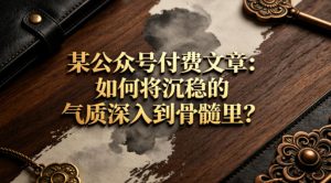 某公众号付费文章：如何将沉稳的气质深入到骨髓里？-第一资源库