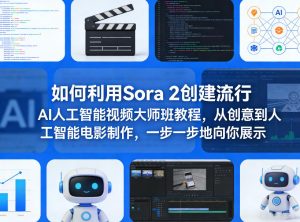 如何利用Sora 2创建流行AI人工智能视频大师班教程,从创意到人工智能电影制作,一步一步地向你展示-第一资源库
