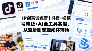 IP创富训练营｜抖音+视频号带货+AI全工具实操，从流量到变现闭环落地-第一资源库