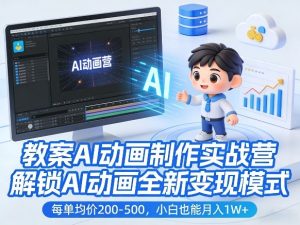 教案AI动画制作实战营，解锁AI动画全新变现模式，每单均价200-500，小白也能月入1W+-第一资源库