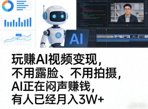 玩賺AI视频变现，不用露脸、不用拍摄，AI正在闷声賺钱，有人已经月入3W+-第一资源库