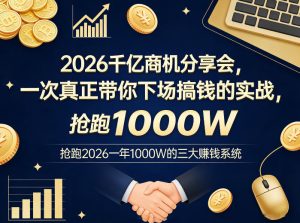 2026千亿商机分享会，一次真正带你下场搞钱的实战，抢跑2026一年1000W的三大賺钱系统-第一资源库