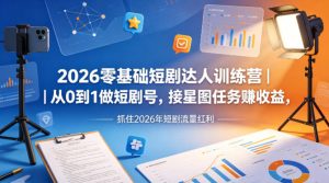 2026零基础短剧达人训练营｜从0到1做短剧号，接星图任务賺收益，抓住2026年短剧流量红利-第一资源库