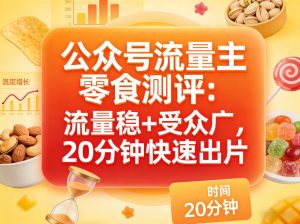 公众号流量主之零食测评赛道，流量稳+受众广，20分钟一条作品-第一资源库
