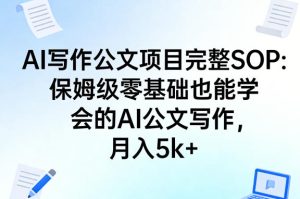 AI写作公文项目完整SOP,保姆级零基础也能学会的AI公文写作,月入5k+-第一资源库