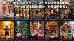 炸了！单条视频爆赞29.9W！用AI做水果狗血剧，5分钟教你复刻同款爆款（附保姆级教程）-第一资源库