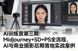 AI训练营第三期:Midjourney+SD+PS全流程,AI与商业摄影后期落地实战案例-第一资源库