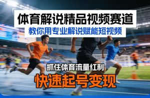 体育解说精品视频赛道，教你用专业解说赋能短视频，抓住体育流量红利，快速起号变现-第一资源库