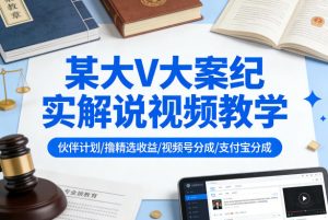 某大V大案纪实解说视频教学,可做伙伴计划、撸精选收益,视频号和支付宝分成计划均可-第一资源库