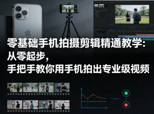 零基础手机拍摄剪辑精通教学:从零起步,手把手教你用手机拍出专业级视频-第一资源库