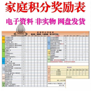 B267家庭积分奖励儿童惩罚积分表小学生儿童自律表可打印电子模板-第一资源库