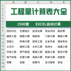 工程量计算表格软件大全钢结构土建安装路桥市政装修建筑预算造价-第一资源库
