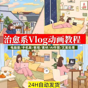 治愈系动画视频插画教程AI绘画动态情感唯美vlog镜头剪辑课程素材-第一资源库