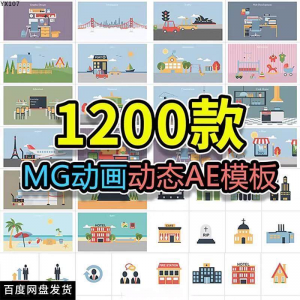 MG动画AE模板源文件脚本卡通动态视频制作扁平化场景动画包素材-第一资源库