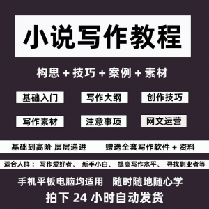 零基础小说写作教程网文新手创作技巧自学入门视频课素材大纲软件-第一资源库