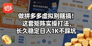 做拼多多虚拟别瞎搞！这套矩阵实操打法，长久稳定日入1K不踩坑【揭秘】-第一资源库