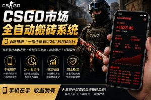 24小时自动监控CS饰品市场，手机即可完成全部操作实现自动搬砖盈利，日入300+【揭秘】-第一资源库