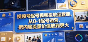 视频号起号视频投放运营课,从0-1起号运营,把内容流量价值放到更大-第一资源库