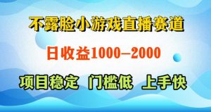 不露脸小游戏直播赛道，日收益500-1k+，可全自动AI玩，可脚本玩，可真人玩，项目稳定，上手快【揭秘】-第一资源库